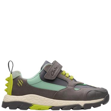 CLARKS BOYS STRAP TRAINER - GREY GREEN